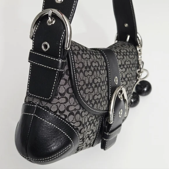 EXCELLENT VINTAGE COACH Y2K MINI SIGNATURE SOHO BUCKLE FLAP SHOULDER BAG 6818 - Picture 6 of 11